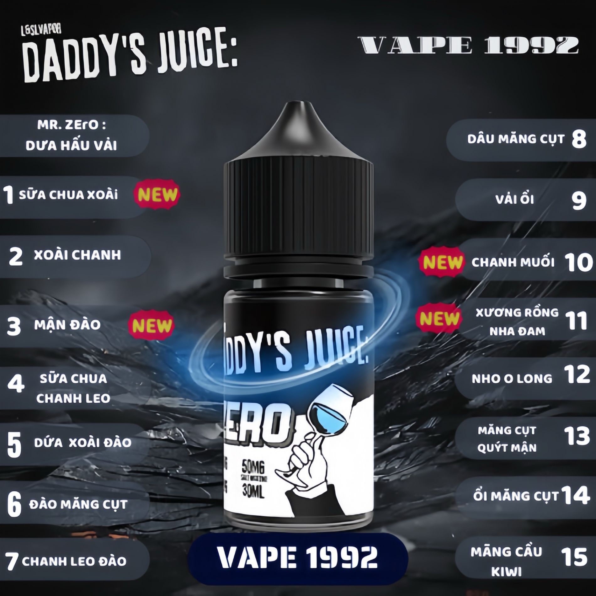 Tinh dầu Daddy juice saltnic 30mg 50mg 30ml full vị cũ và vị mới