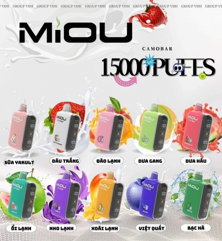 Pod 1 lần Miou mẫu mới Camobar 15000 puffs