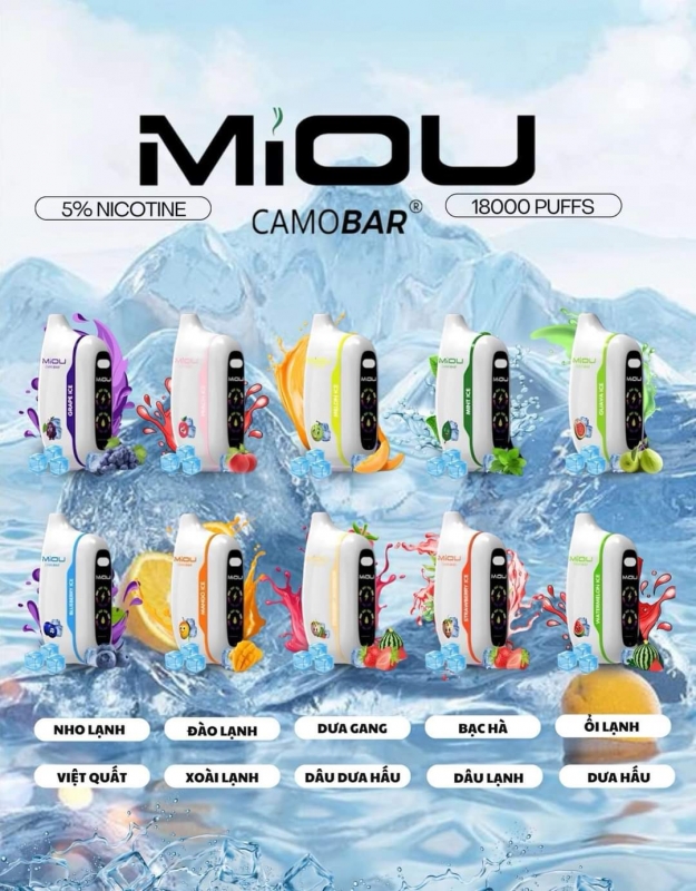 Pod 1 lần Miou mẫu mới Camobar 18000 puffs