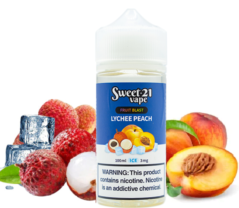 Vải Đào Lạnh (Lychee Peach) Sweet 21 Vape Fruit Blast 100ML  3MG 6MG 12MG