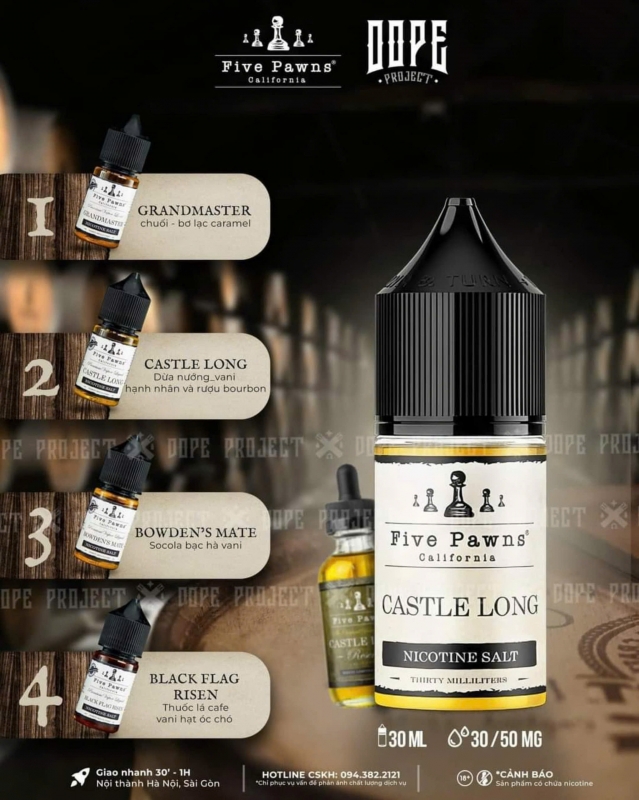 Tinh dầu saltnic FIVE PAWNS không lạnh 30ml 30mg 50mg